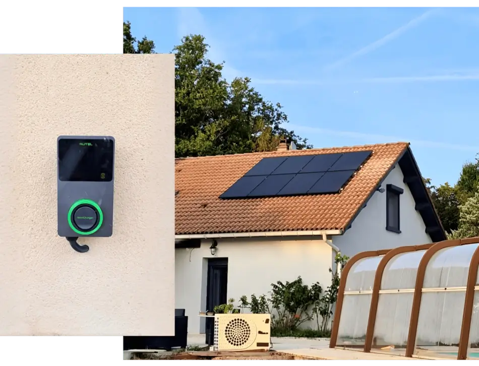 electricien rge et irve borne-recharge-vehicule-electrique-panneaux-solaires-maison-valence